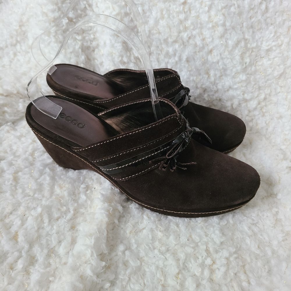 Ecco Espresso Beja Tassel Leather Mule sz 40‎
